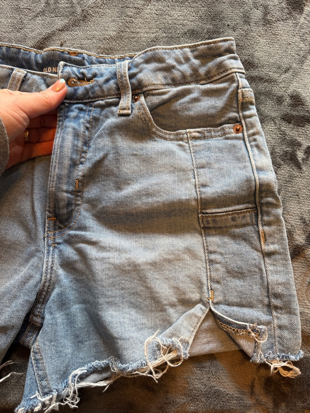 Old Navy Light Blue Distressed Denim Shorts - Picture 3 of 5